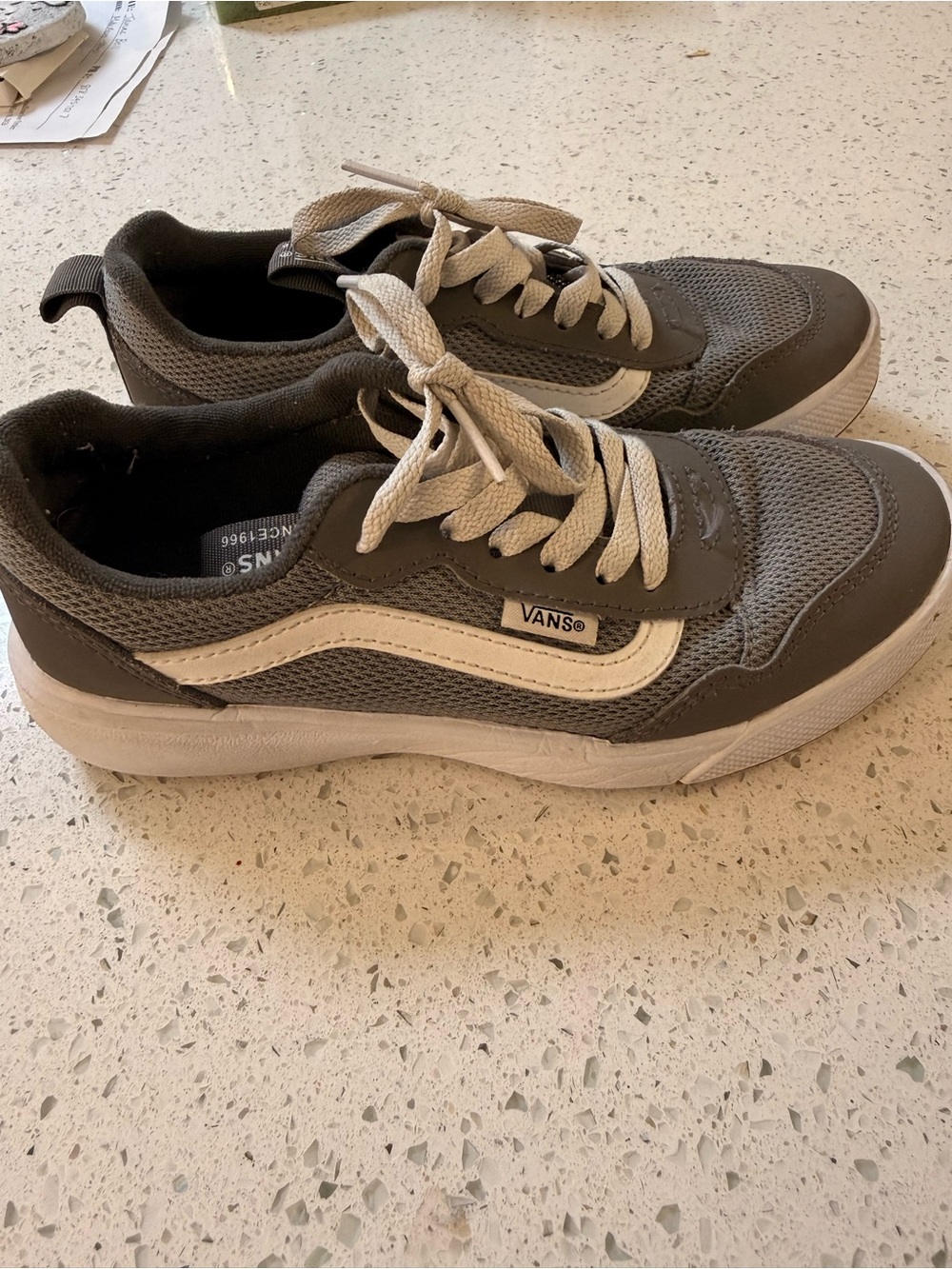 Vans Gray and White Low-Top Sneakers